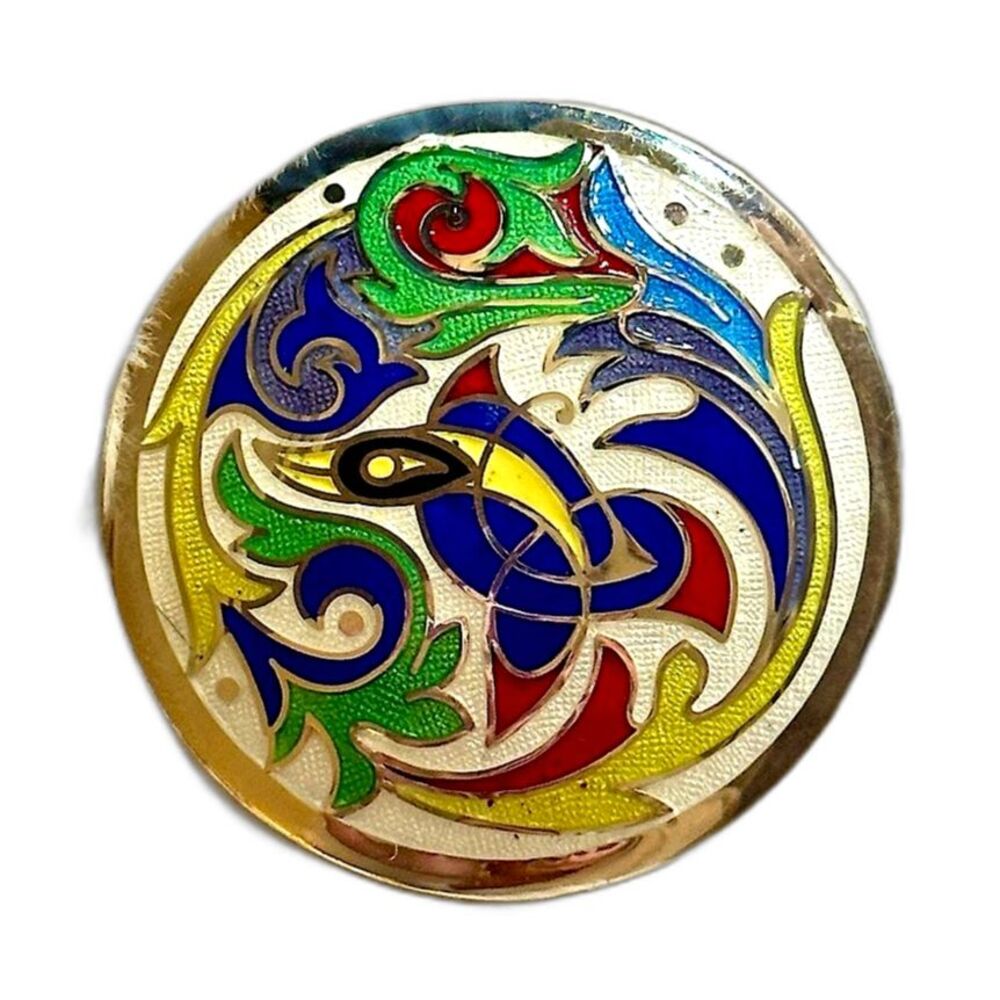 Vtg Tara Ware Sterling Enamel Celtic Guilloche Brooch